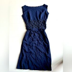 Blue Sleeveless Sheath Midi Dress for Cocktail